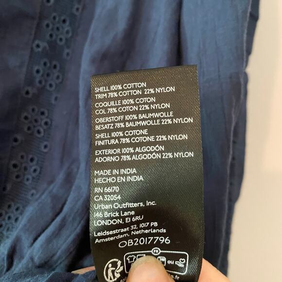 NWT Free People Best of Me Navy Blue Eyelet Blouse Boho Cotton Women's size XS - Picture 11 of 11